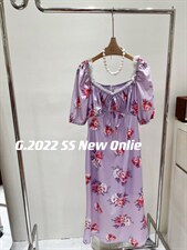 法式花色连衣裙均码现货，女装连衣裙，G