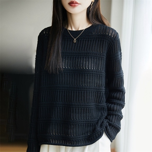 2025年秋季新款百搭女士圆领长袖针织衫图片