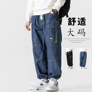 M-8XL 秋季新款大码束脚水洗潮流休闲束脚牛仔裤 109-K125-P55图片