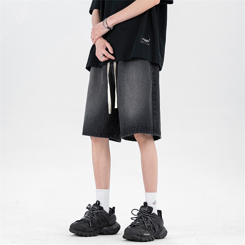 X3045-TP28高街水洗牛仔五分裤2025夏季新款阔腿休闲五分裤子男,男装牛仔裤,电商A102