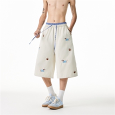 2025夏季新款设计感腊肠狗刺绣七分裤B315-K25775-特p30控58，男装休闲裤，电商B315