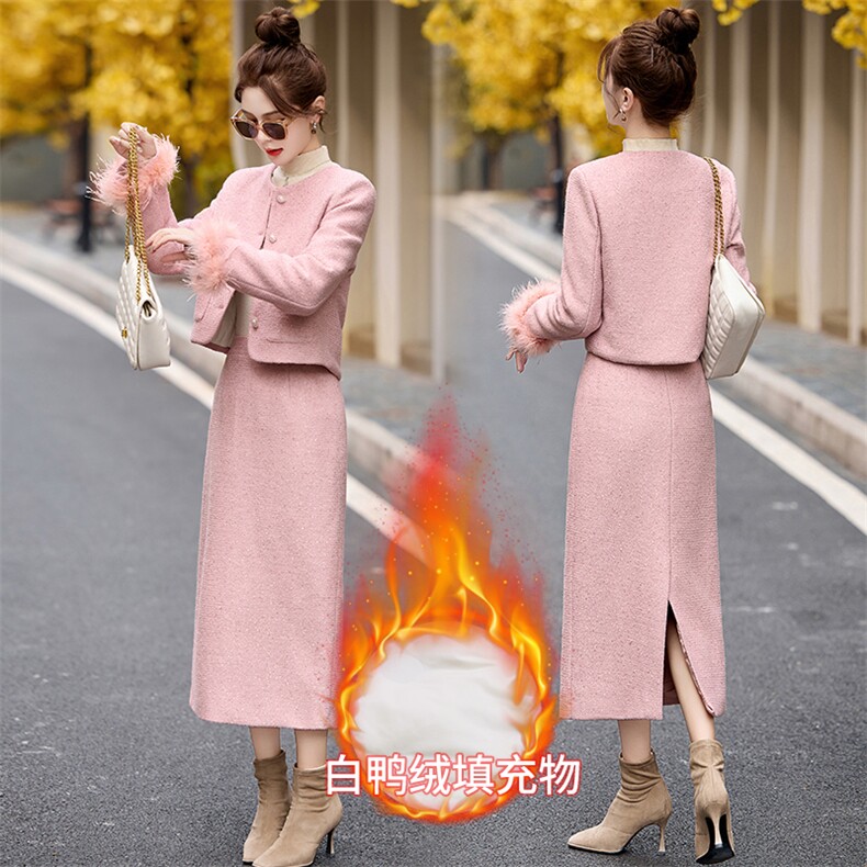 【bao款现货】2024新款冬装羽绒服套装套鸭绒领子袖毛真狐狸毛，女装套装/套裙，然然