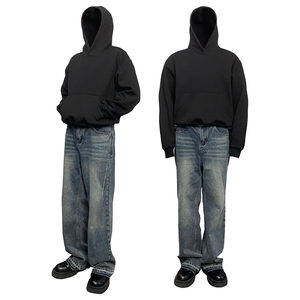 抖音得物高品质二开 26春装美式高街重磅短款结构廓形连帽卫衣W75图片