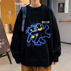 1港风新款宽松休闲中性情侣潮流印花毛衣男外套7831P48加绒P55，男装针织衫/毛衣，星座226-2