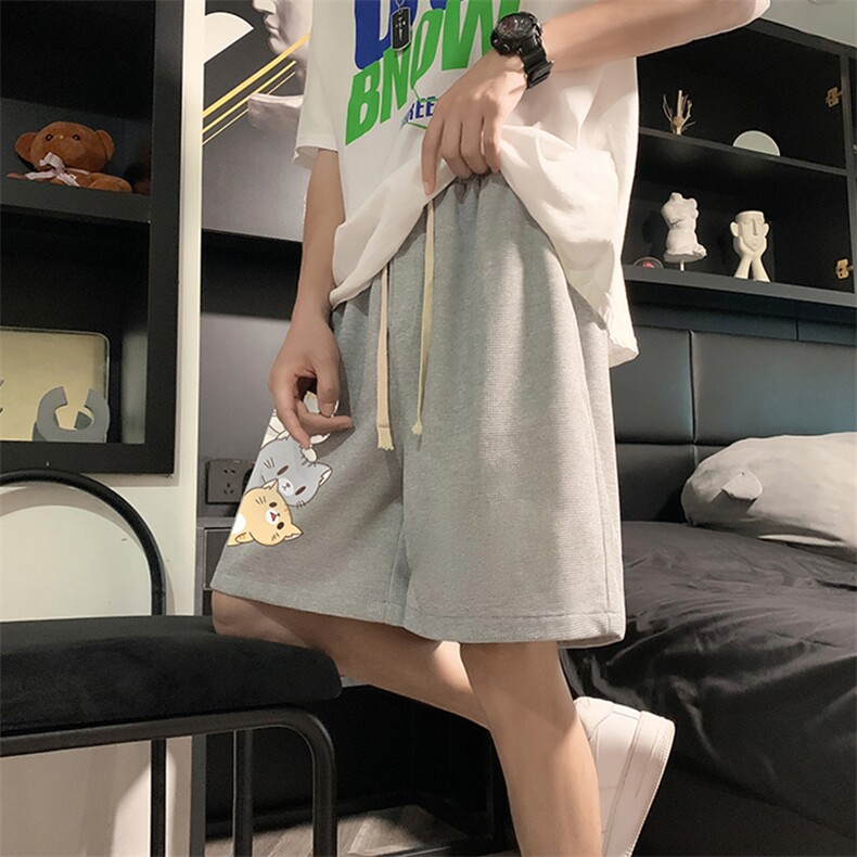 HD74164-P22华夫格短裤男大码宽松五分裤男直筒中裤,男装休闲裤,电商A040