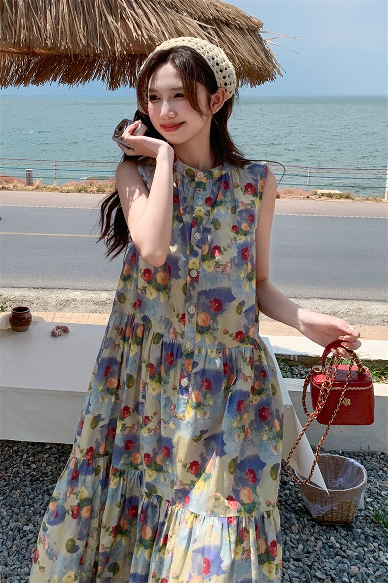 夏季无袖连衣裙中长款女,女装连衣裙,浙宝069