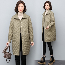 2023年冬季休闲中长款翻领绗棉棉衣，女装棉衣/棉服，文熹诺