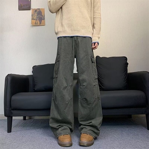 工装休闲裤男女韩版潮流褶皱口袋帅百搭2026夏季ins长裤K6159-P56图片