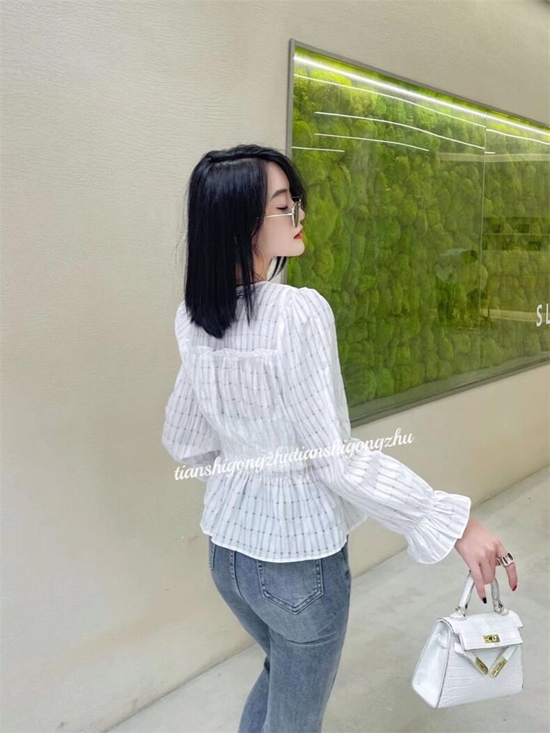 早秋系列新款抽绉高腰小衫上架，其它，天使公主