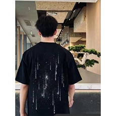 抖音得物供货210克现货宽松纯棉美式潮牌印花落肩袖纯棉T恤AT2173，男装T恤，电商A443