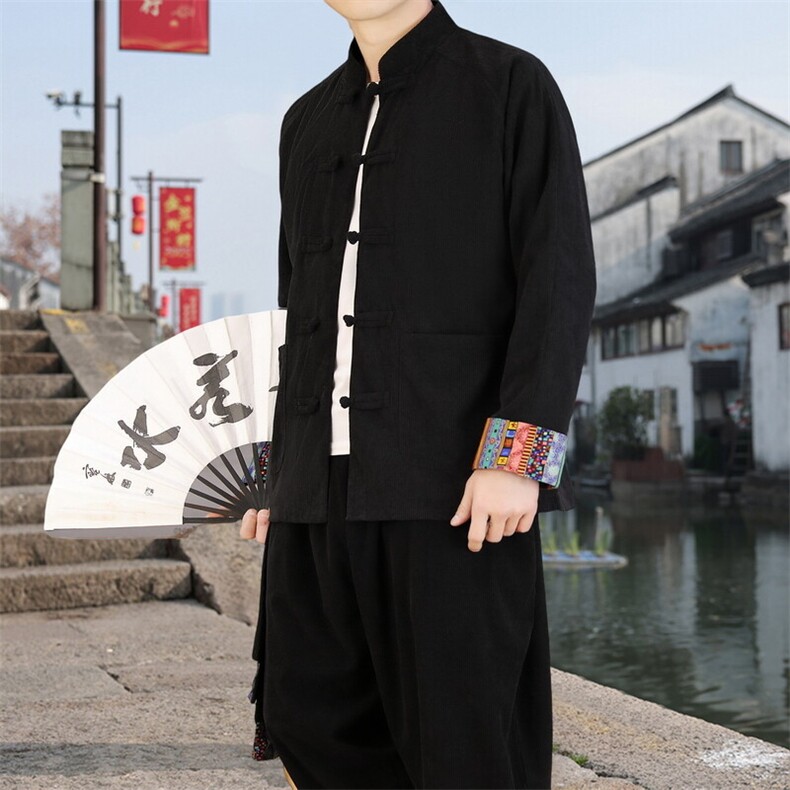 男士外套灯芯绒夹克套装盘扣立领风XZ1512-2502套装-P130,男装夹克,星座1512