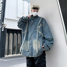 设计感牛仔外套男士新款潮牌美式高街复古高级痞帅夹克N1221-P75，男装夹克，星座1109-3