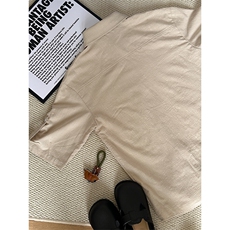 卡其色短袖衬衫男款夏季青少年新款水洗竹节棉薄款衬衣外套七分袖，男装T恤，星座301C-5