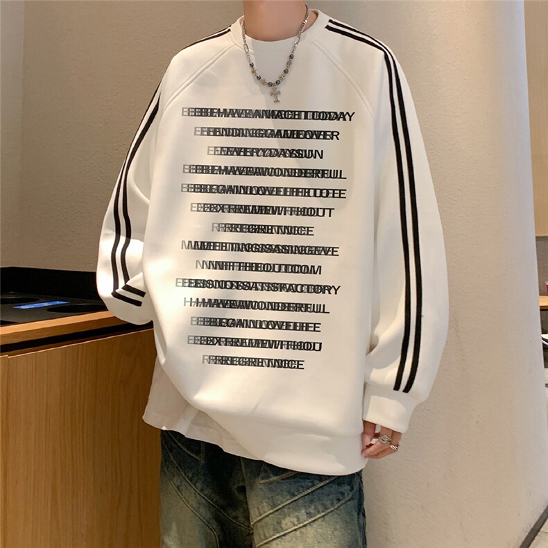 24新款港风字母印花织带插肩袖圆领卫衣A247-B8904P45控68，男装卫衣，电商A247