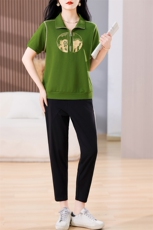 休闲运动套装女夏季2024新款今年流行的新中式风轻熟时尚两件套，女装套装/套裙，千千佰惠