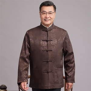 现货秋款中老年风唐装外套男中式复古盘扣汉服爷爷过生日外套图片