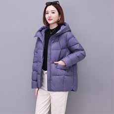 时尚保暖女士羽绒服大码宽松显瘦纯色外套冬季必备长袖棉衣，女装羽绒服，深妍伊美