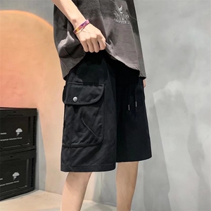 夏季宽松抽绳五分休闲阔腿裤潮流机能工装大口袋短裤男 K3244-P35图片