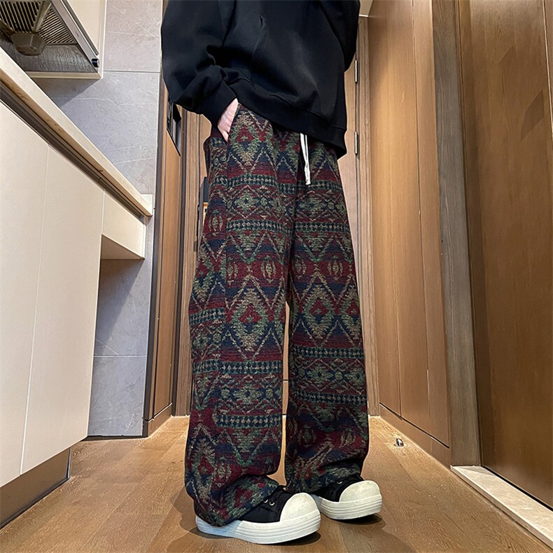 8XL-M羊羔绒裤子男冬季加绒加厚民族风重磅针织棉裤大码KZ023P78,男装民族服装,电商B312