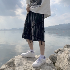 美式扎染裤子高街男暗黑风夏季毛边古着vintage牛仔短裤AD101-p40，男装牛仔裤，星座1008