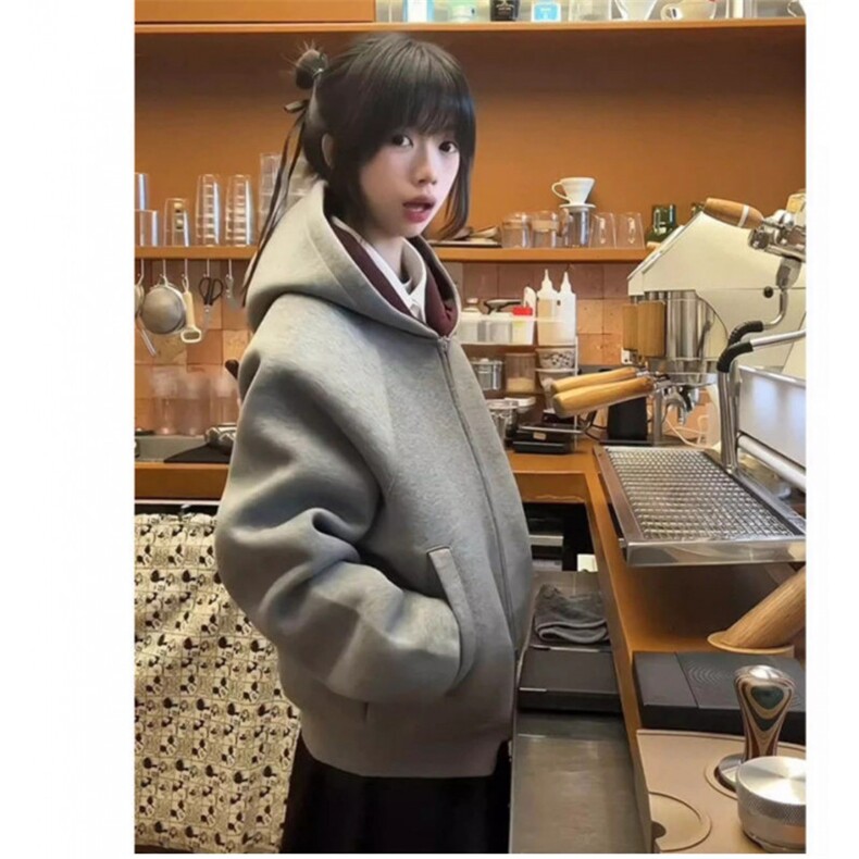 秋季连帽卫衣开衫男女新款美式潮牌宽松情侣拉链外套LW2299-p54,女装短外套,星座1008