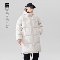 白鸭绒日系22冬季潮流贴标印花中长款连帽羽绒服YR1501P245控298，男装羽绒服，电商A247-1