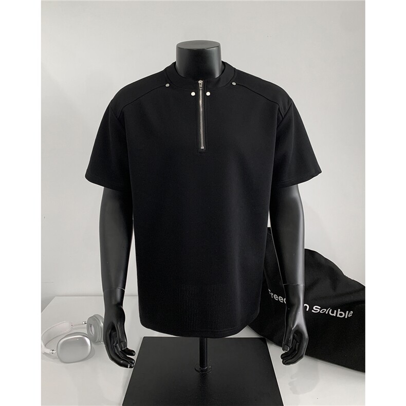 主推夏季重磅正肩美式短袖T恤男装拉链半袖上衣夏装S410-特28,男装T恤,电商A233-1