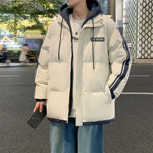 棉服男冬季新款港风宽松假两件连帽棉衣MF8587-特P78图片
