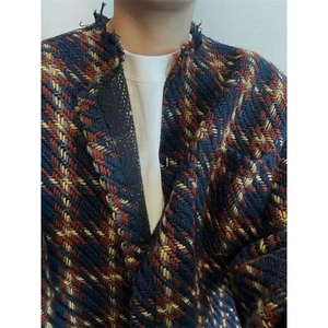 网络图现货 美式复古小香风痞帅重磅毛边粗花呢料外套JD1009-P78图片