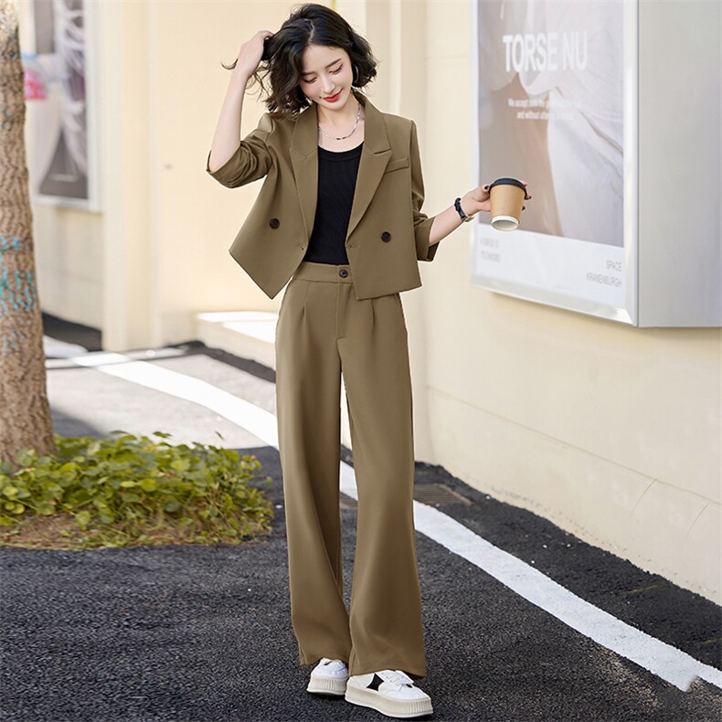 红老钱风西装套装女2024秋季新款休闲气质小西服裤子两件套,女装套装/套裙,罗腾