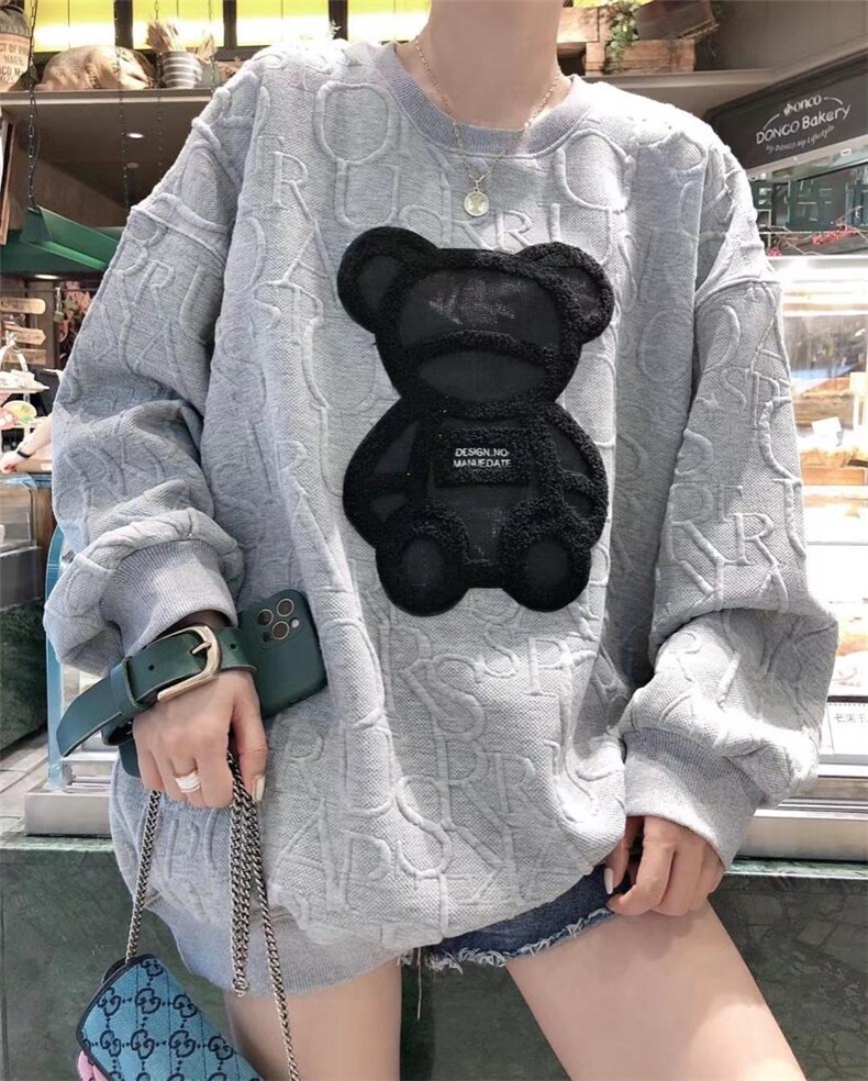 面料压花小熊卫衣，女装卫衣/绒衫，一杭