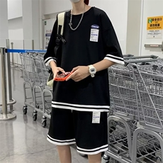 夏季时尚休闲套装男士帅气搭配薄款运动服两件套男装T1311-P36，男装T恤，星座512-2