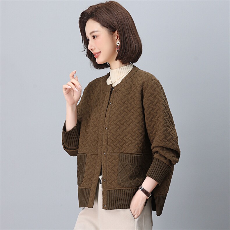 外套女秋冬2026年新款时尚洋气短款宽松中老年女妈妈装开衫夹克衫,女装短外套,独衣靓