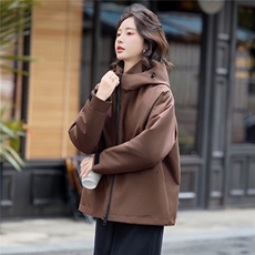 2025年冬季可脱卸两件套休闲连帽短款外套，女装棉衣/棉服，文熹诺