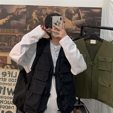 夏季工装口袋马甲外套ins外穿港风潮流休闲帅气坎肩背心MJ203-P30,男装背心/马甲,星座1008-1