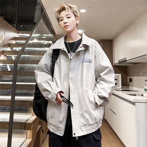 春季贴标男士皮夹克潮流皮衣外套翻领字母情侣款A266-PY006-P80图片