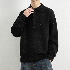 25637-特P62秋季时尚翻领毛衣男士针织衫满天星翻领宽松打底衫，男装T恤，电商D310B