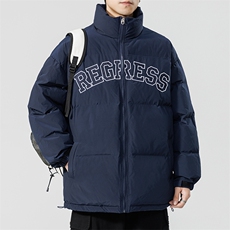 冬季新款韩版印花字母棉衣宽松保暖加厚立领棉服外套MY9066-P100，男装棉衣，电商A128