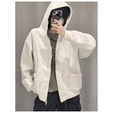 网图重磅全棉420克工装口袋卫衣拼接连帽开衫外套RH5330-P65，男装工装外套，四季星座610B