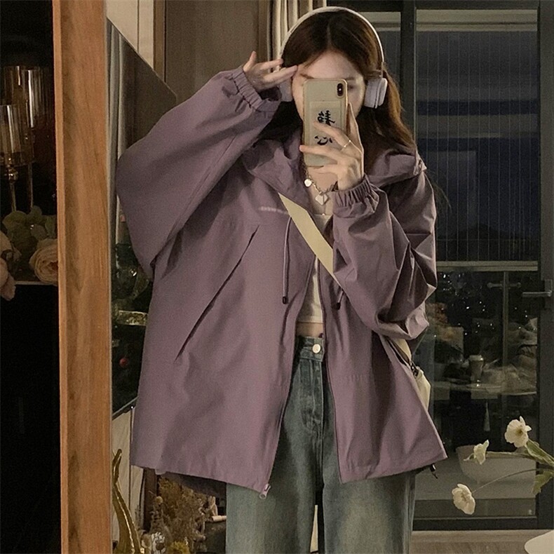 A092-P85 美式户外登山服冲锋衣夹克潮牌秋季情侣运动学院风外套图片