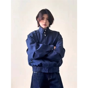 网图有货 藏青色复古哈灵顿夹克立领飞行员棒球服外套男 A337-P70图片