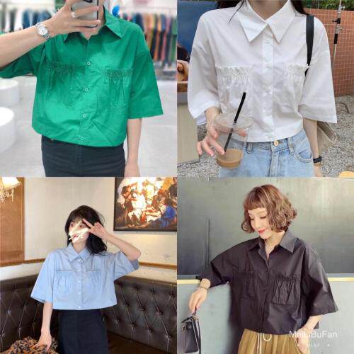 口袋打皱短款上衣，女装，魅力布梵