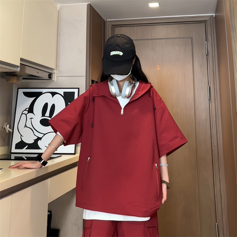 量大优供视频泡泡纱夏款连帽短袖t恤男CP73-特p35,男装T恤,电商B371