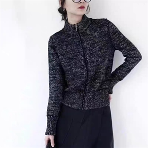 复古百搭立领短款羊绒针织拉链开衫女秋冬新款宽松毛衣羊毛外套图片
