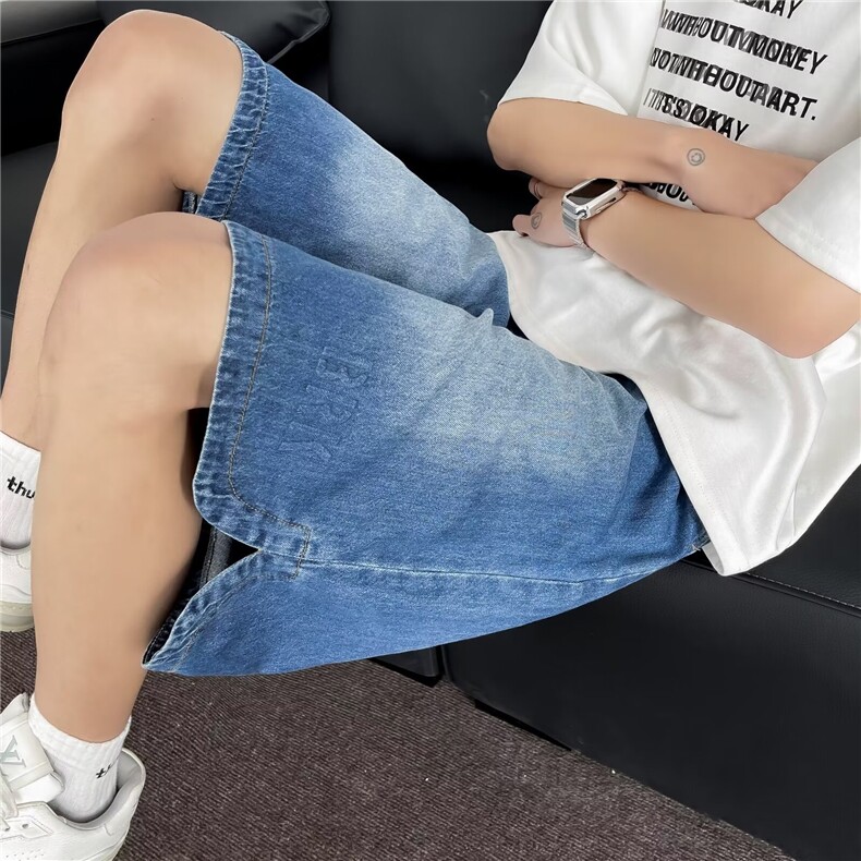 夏季五分裤男生宽松牛仔裤水洗做旧阔腿显瘦男士短裤NA076，男装牛仔裤，星座1116A-1（原606A）