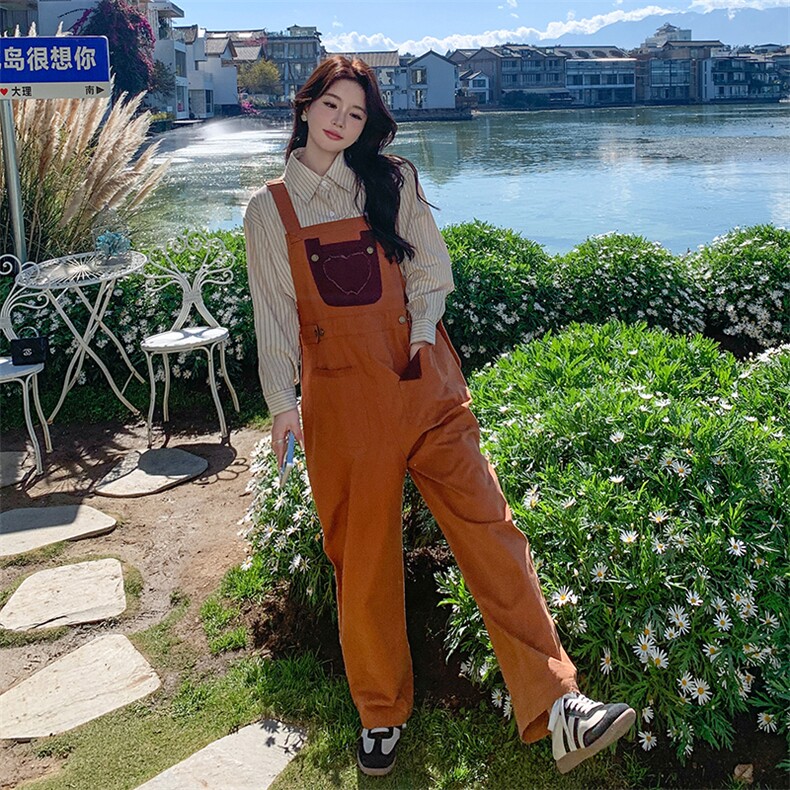 春现-日式双面穿复古盐系背带裤B190-2812-P130-K180,女装休闲裤,2B190