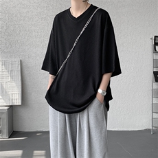 8XL-M短袖肌理感冰丝凉感T恤特大码鸡心领半袖纯色体恤DX1216/P28，男装T恤，电商B238