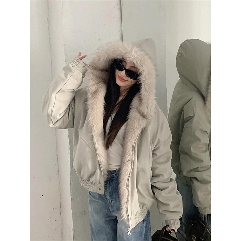 现货高品质美式高街冬季重磅硬挺短款座山雕毛领棉衣男女加厚外套,男装棉衣,电商A443