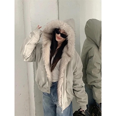 现货高品质美式高街冬季重磅硬挺短款座山雕毛领棉衣男女加厚外套，男装棉衣，电商A443