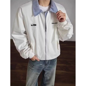 刺绣麂皮绒棒球服外套春秋新款设计感翻领宽松早秋夹克 JW232图片